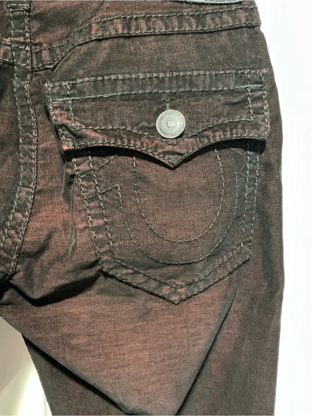 True Religion Men's Corduroy Pants in Deep Burgundy